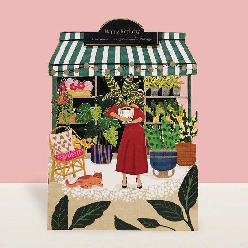 Original Paper cut Birhtday card - Flower shop