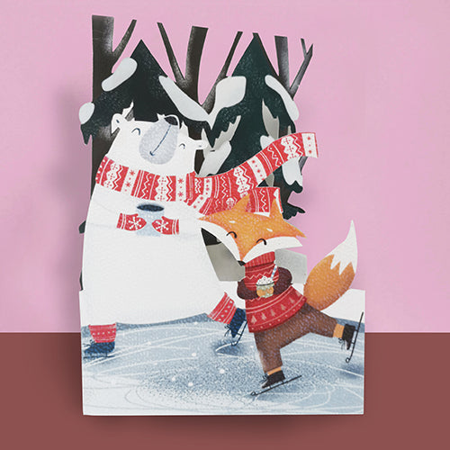 Paper cut art card - deer and owl