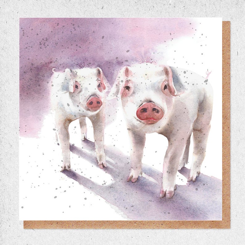 Pigs Watercolour Card