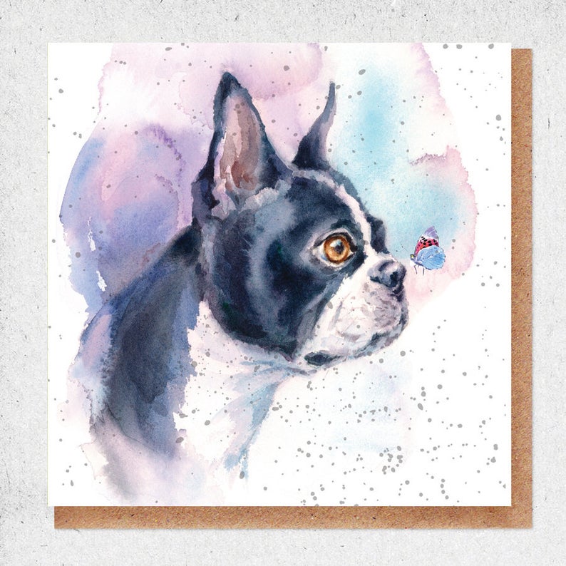 Bulldog Watercolour Card