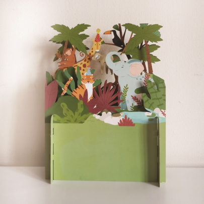 Children's Happy Jungle Animals 3D Pop Up Birthday Greeting Card