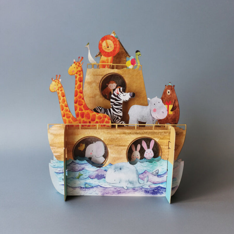 Children's Animals On The Ark 3D Pop Up Birthday Greeting Card