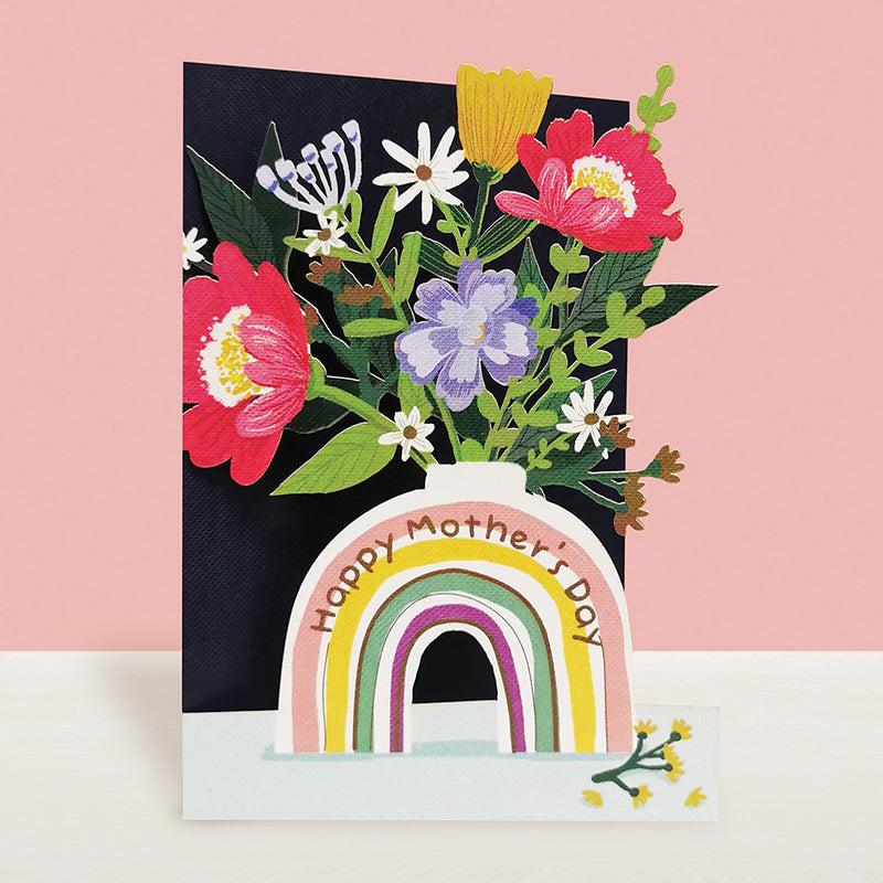 Mother's Day card- rainbow Vase flower