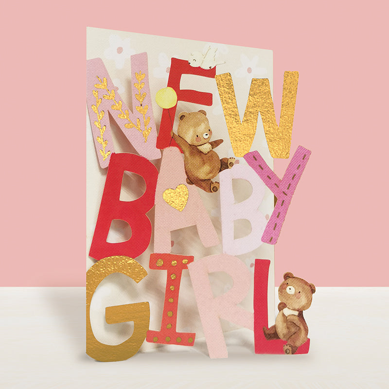 Original Paper cut card - New Baby Girl