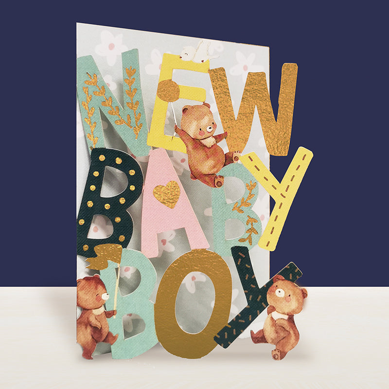 Original Paper cut card - New Baby Boy