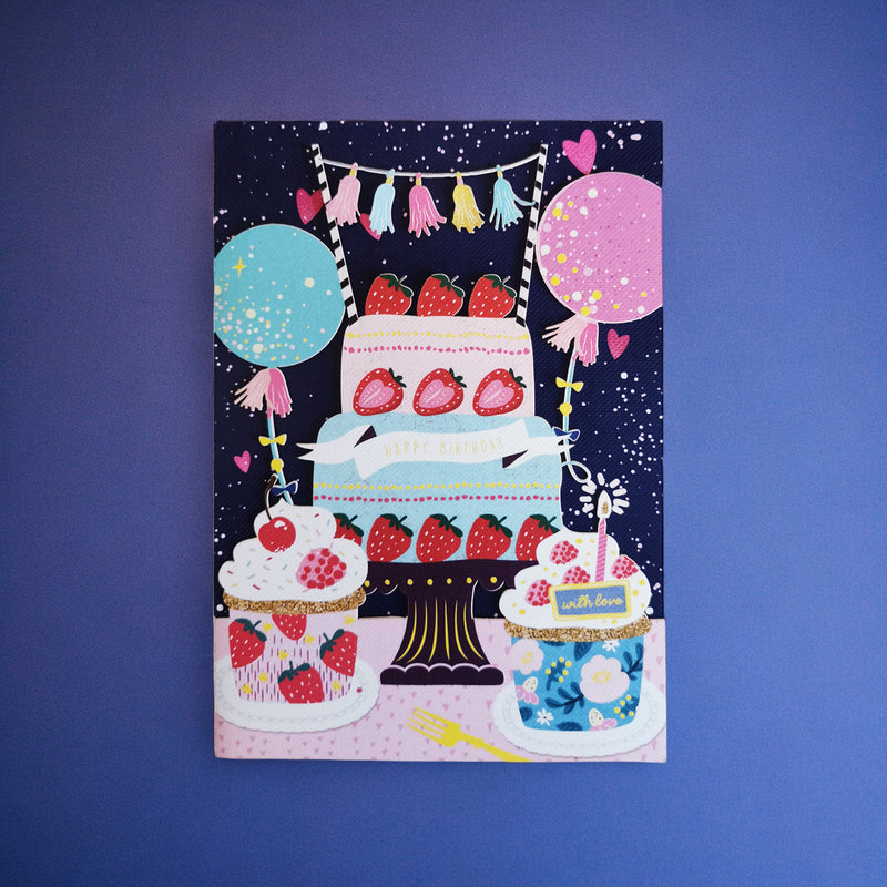 Original Paper cut Birhtday card - Birthday Cake