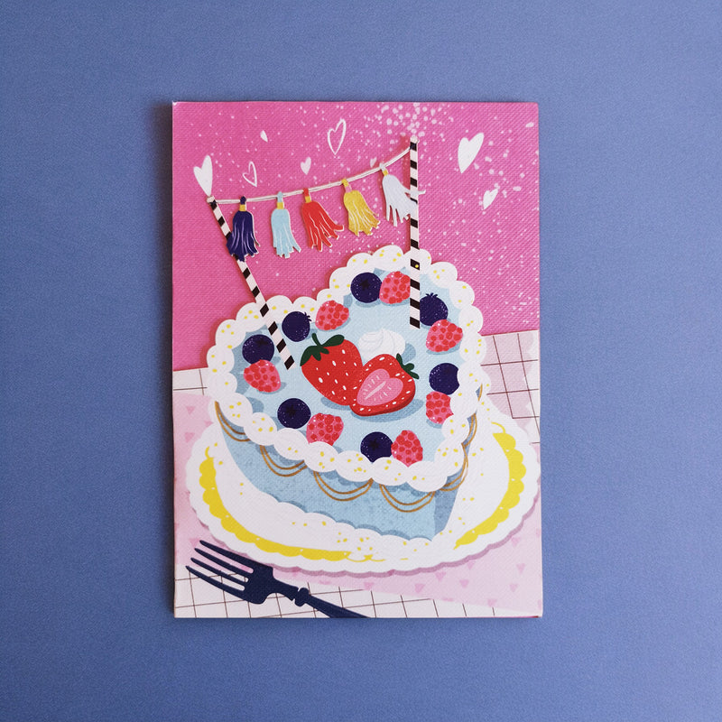 Original Paper cut Birhtday card - Birthday Cake