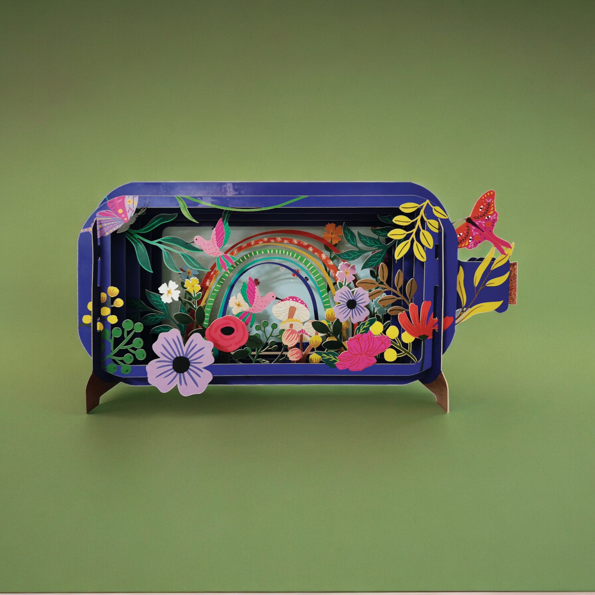3D Pop-Up Grußkarte 'Message In A Bottle' | Handgefertigt, Mit Frau & Hund Design, 12.7x24.1 Cm