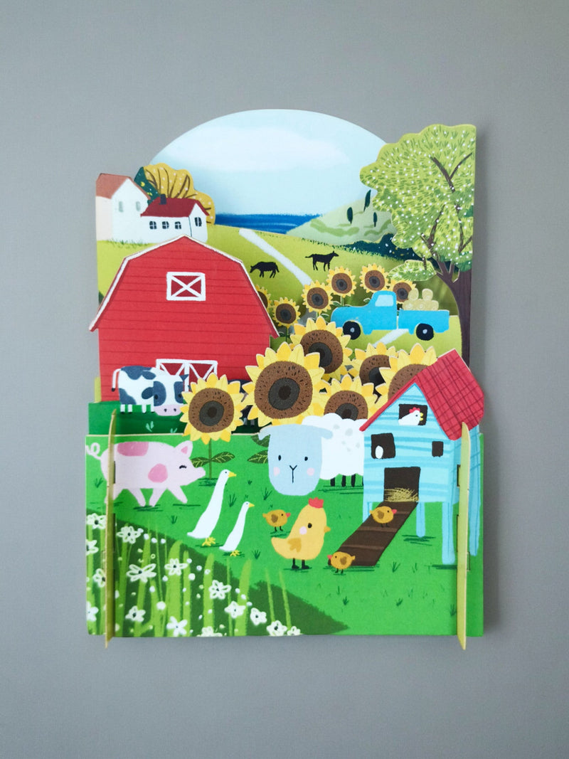 KID040 Children's pop up card-Farm