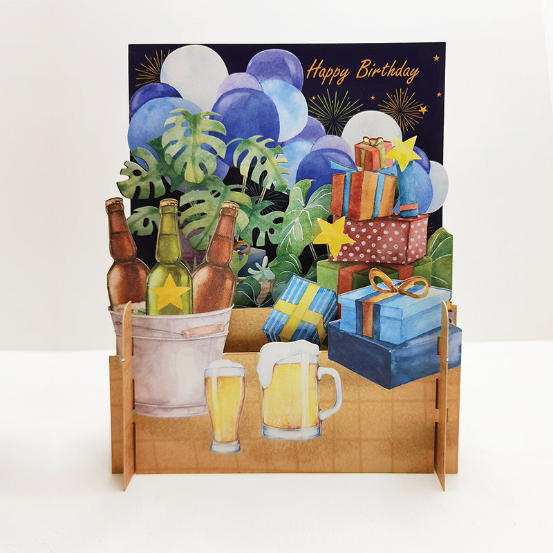 3D Birthday beers and gifts  Pop Up Card