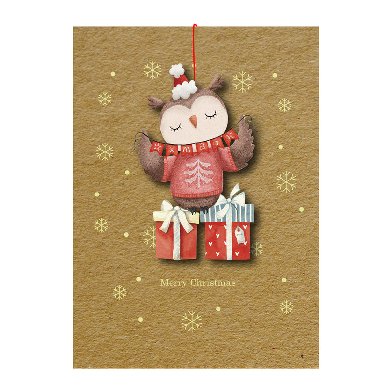 Wooden Christmas ornament card-OWL