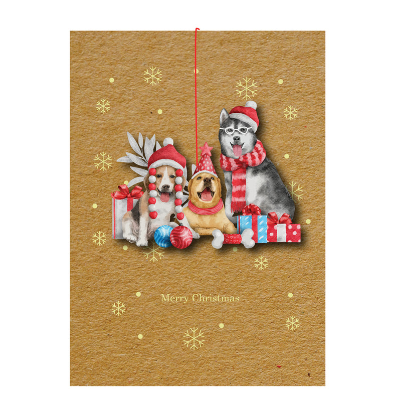 Copy of Wooden Christmas ornament card-DOGS