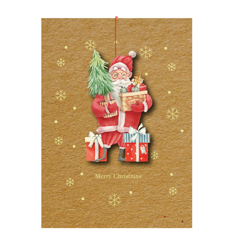 Wooden Christmas ornament card-SANTA
