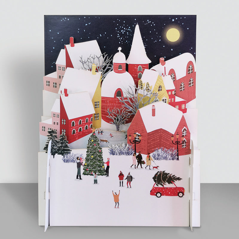 Christmas pop up card - village
