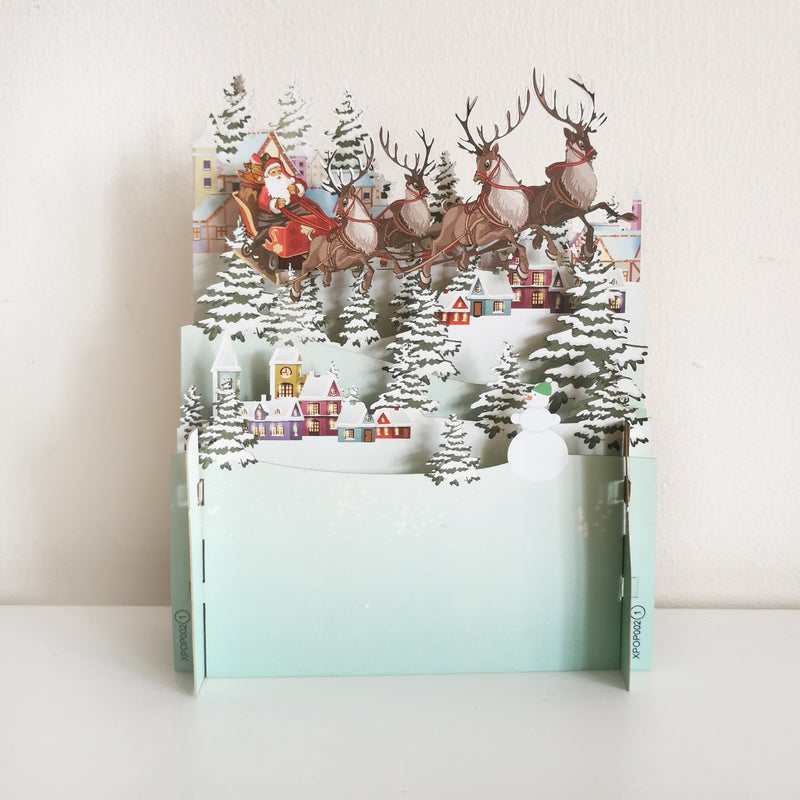 Christmas pop up card - santa sleigh