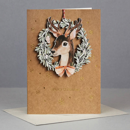 Wooden Christmas ornament card - reindeer