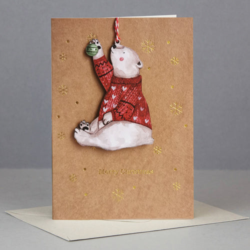 Wooden Christmas ornament card - polar bear