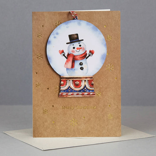 Wooden Christmas ornament card - snow globe