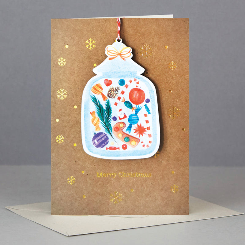 Wooden Christmas ornament card-candy jar