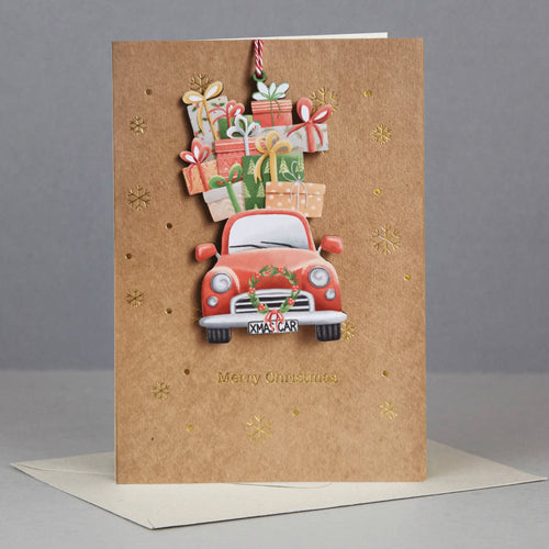 Wooden Christmas ornament card - car