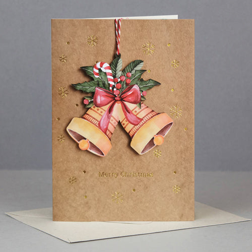 Wooden Christmas ornament card -bells