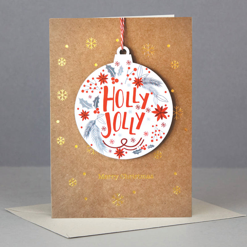 Wooden Christmas ornament card-jolly