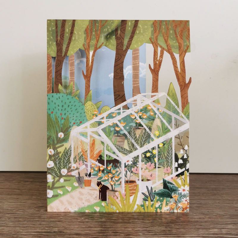 Original paper cut art card-Greenhouse