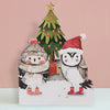 Paper cut art card - OWL AND BIRD