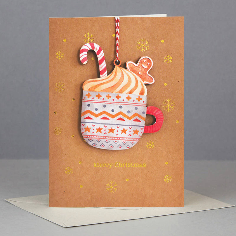 Wooden Christmas ornament card-HOT DRINKS