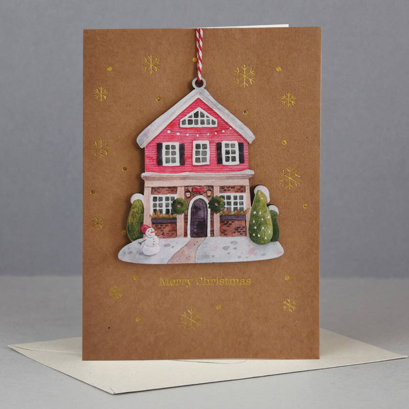 Wooden Christmas ornament card-House