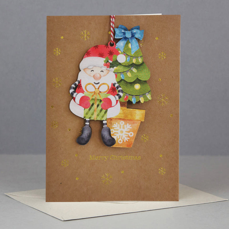 Wooden Christmas ornament card-Santa