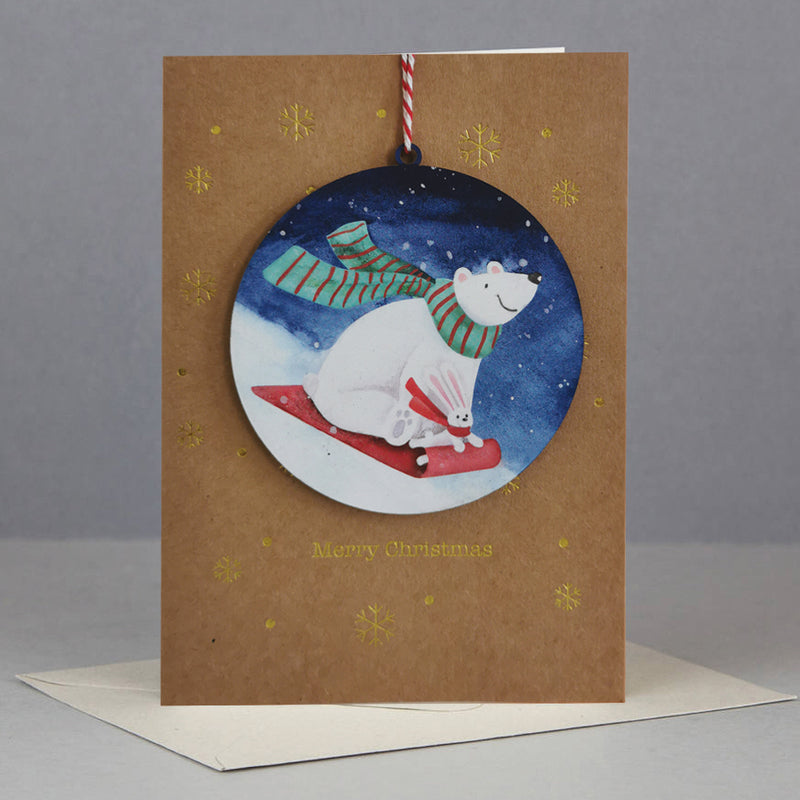 Wooden Christmas ornament card-POLAR BEAR