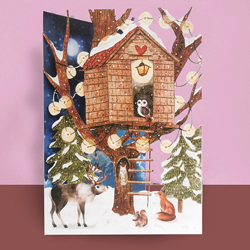 Paper cut art card - Christmas Tree House