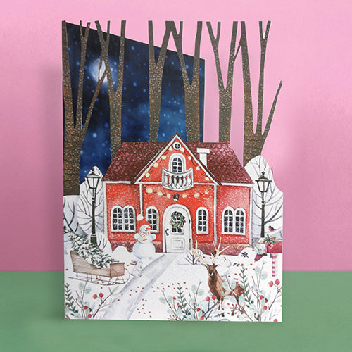 Paper cut art card - Christmas House