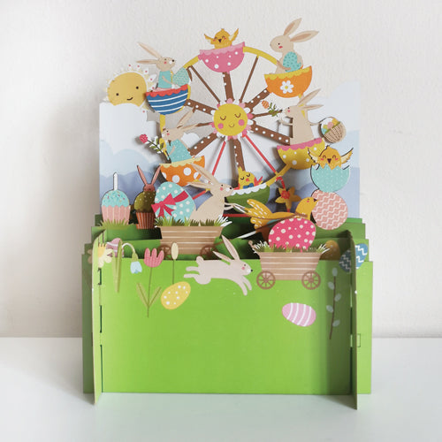 Pop up Easter Card bunnies and wheel