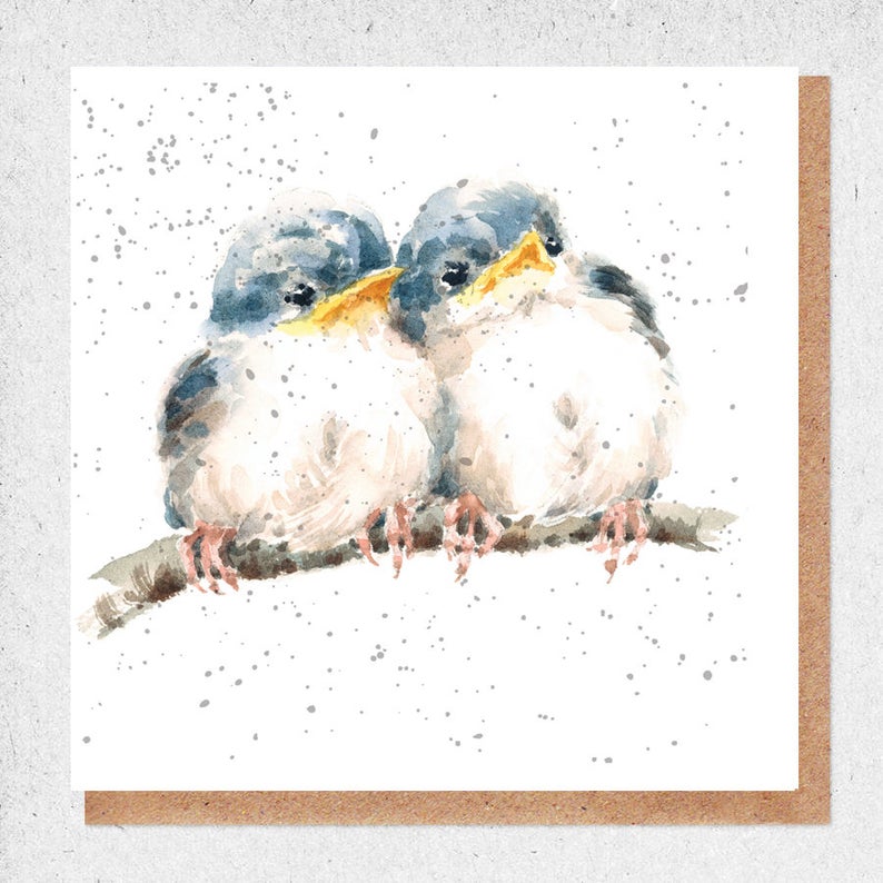 baby Birds Watercolour Card