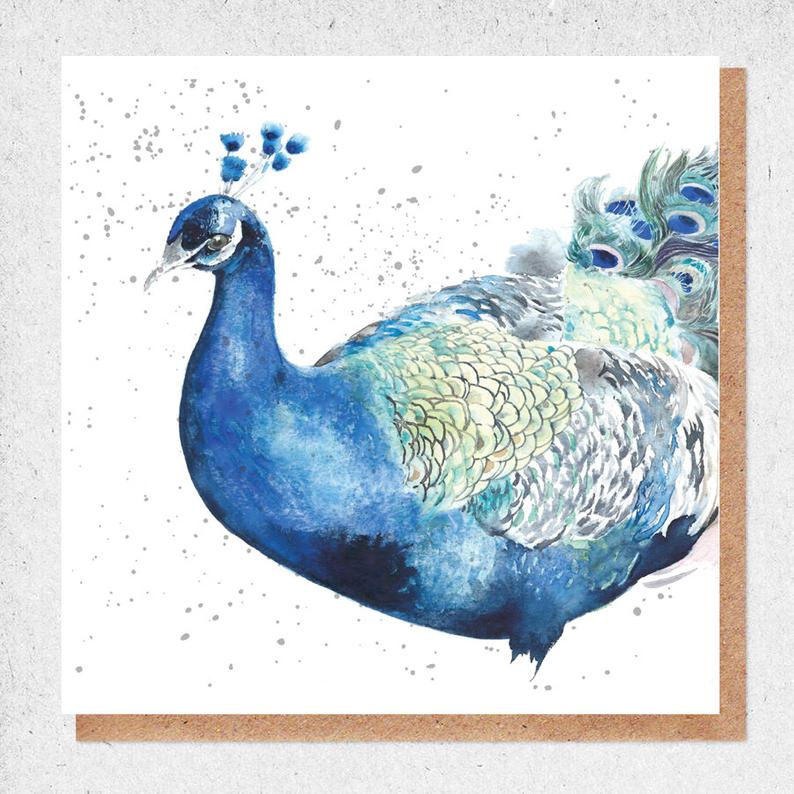 Peacock Watercolour Card