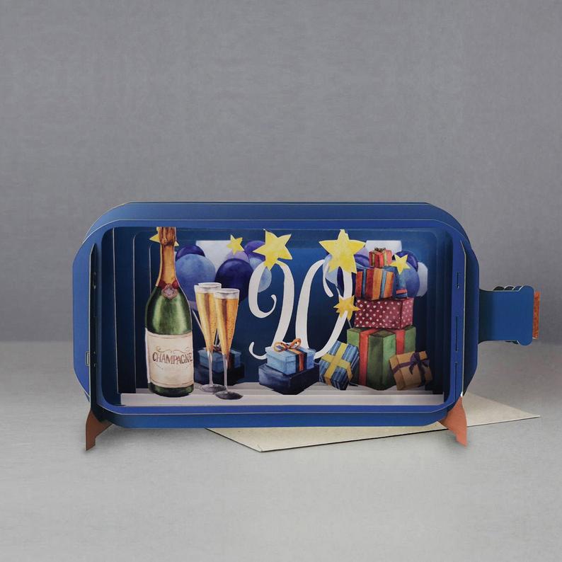 3D 90th Birthday Pop Up Card