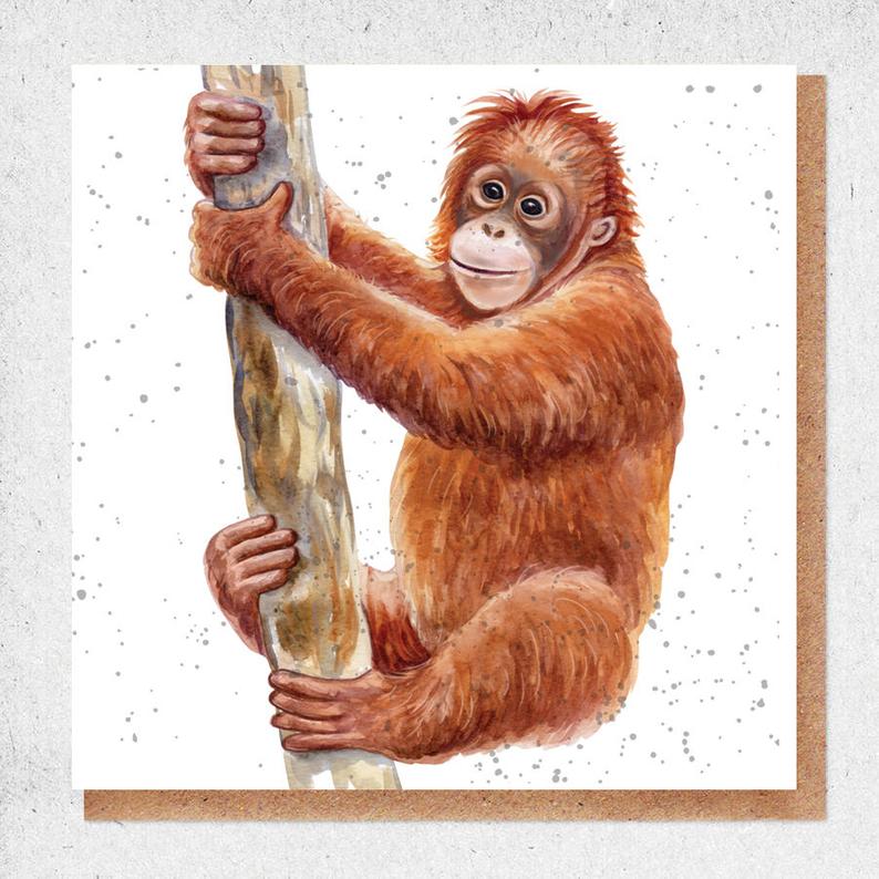 Orangutang Watercolour Card