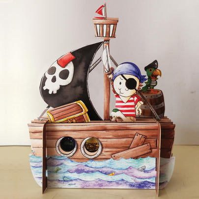 Children's Boy's Pirate Ship 3D Pop Up Birthday Greeting Card