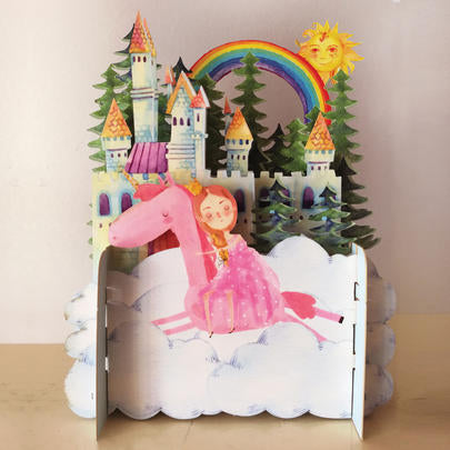 Children's Princess & A Unicorn 3D Pop Up Birthday Greeting Card