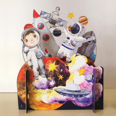 Children's Happy Boy In Space 3D Pop Up Birthday Greeting Card