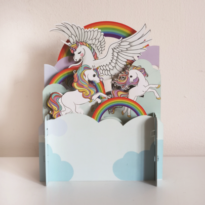 Children's Rainbow Unicorns 3D Pop Up Birthday Greeting Card