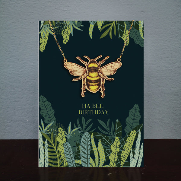 Bee Necklace Card- Birthday card