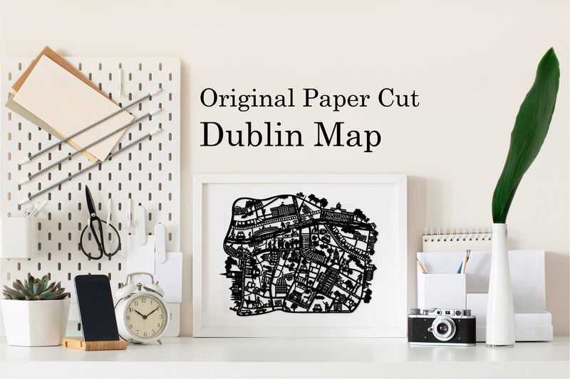 Original paper cut Dublin map