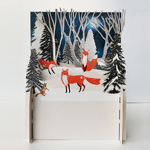 Christmas pop up card - foxes