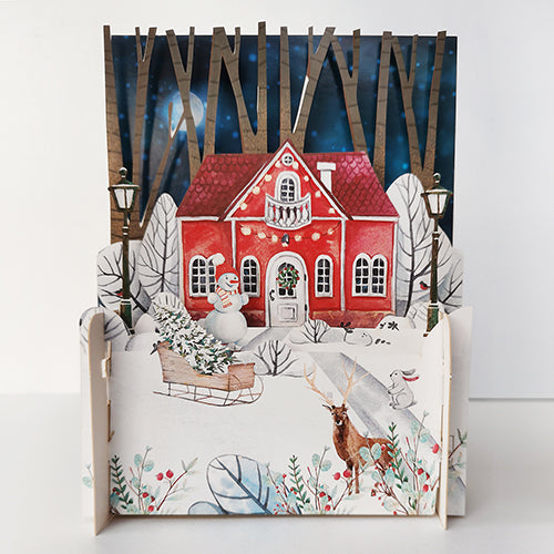 Christmas pop up card - red house
