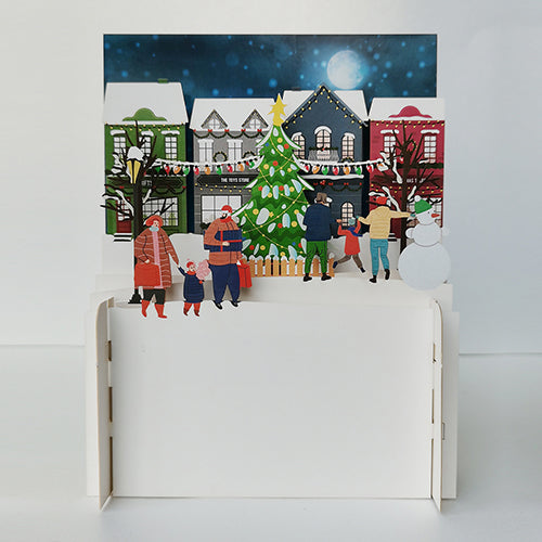 Christmas pop up card - tree and Christmas street