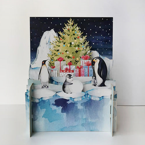 Christmas pop up card - pinguines
